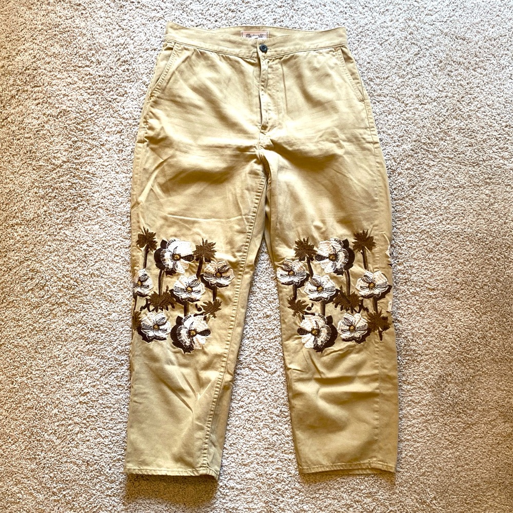 Madewell Embroidered Taper Crop Chino
